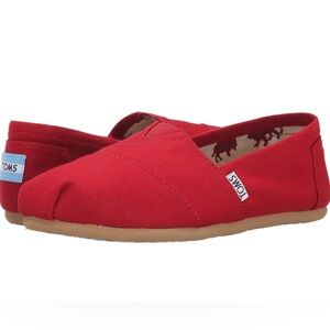 New TOMS Red Canvas Slip on Shoes - Size 8.5